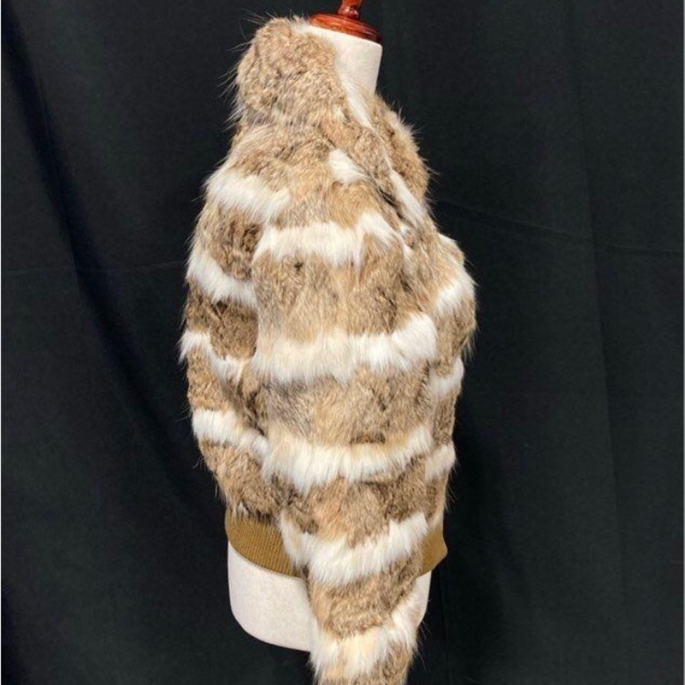 Authentic Two-Tone Rabbit Fur Jacket Size Small - image 2